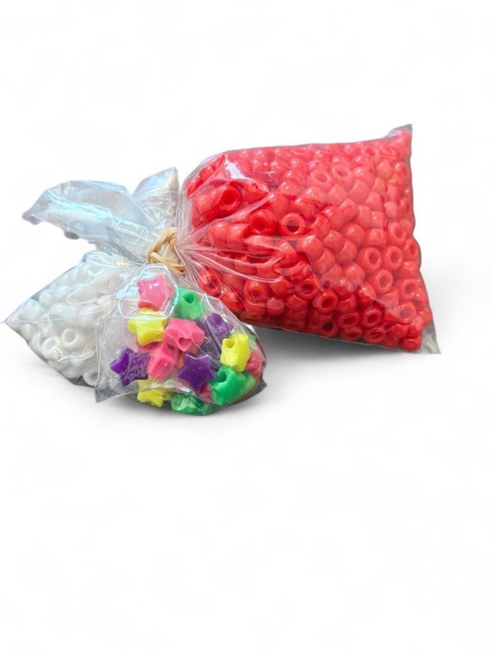 ❤️$2 BUNDLED- Assorted Plastic Beads Pack - Red, White & Multicolor